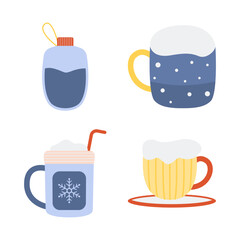 Winter Stuff Collection of Cup Mug Glass Bottle Drink Beverage Decoration