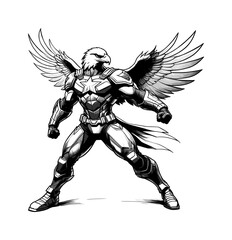 eagle superhero - sketch cartoon character (artwork 1)