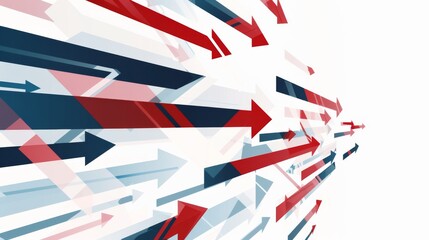 Obraz premium Red and blue arrows moving forward in a vector illustration with a white and red-blue color theme symbolize progress and direction 