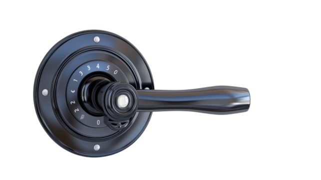 Smart lock with fingerprint recognition on white background