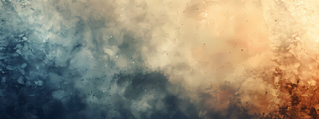 Obraz premium An abstract composition showcasing soft hues of blue, orange, and beige, creating a serene and dreamy atmosphere.