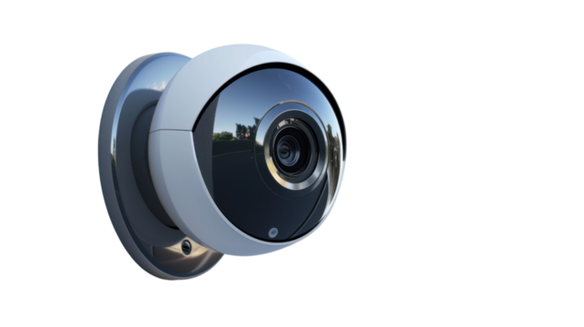 Security camera on white background