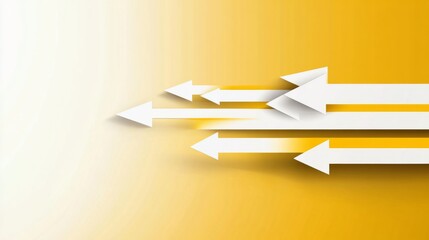 Yellow arrows moving forward in a vector illustration with a white and yellow color theme symbolize progress and direction in modern design
