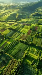 Fototapeta premium Aerial View of Lush Farmland with Crops