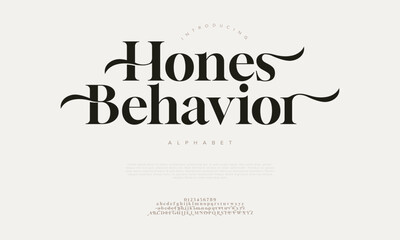 Behavior typography beauty fashion elegant minimalist serif italic fonts decorative wedding vintage retro logos. Minimal luxury font alphabet logo. Vector illustration