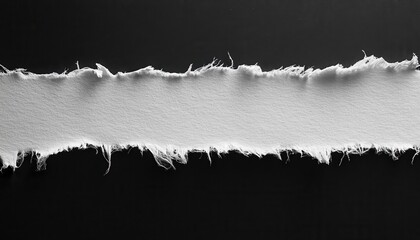 Torn White Paper with Frayed Edges on Black Background