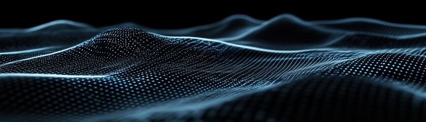 Abstract Blue Digital Waveform Landscape