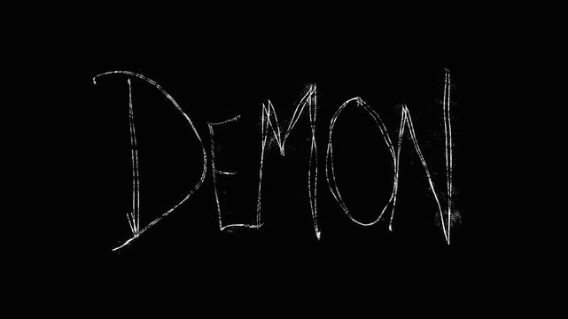 Demon word on black background animaton video