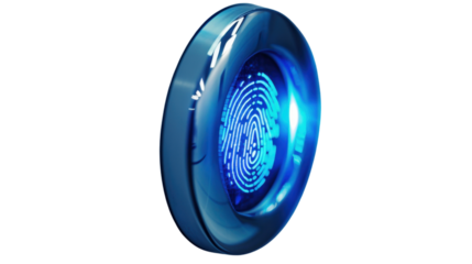 Smart lock with fingerprint recognition on white background