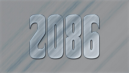 3D Glass effect number design of 2086, glassy background.