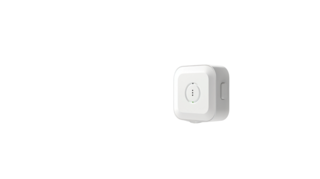 Smart plug with remote control app on white background