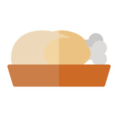 Chicken meat icon in color fill. Flat Style. Isolated on White Background