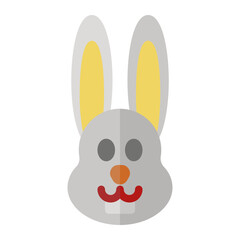 Rabbit icon in color fill. Flat Style. Isolated on White Background