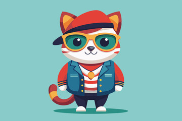 Stylish cat vector art illustration 
