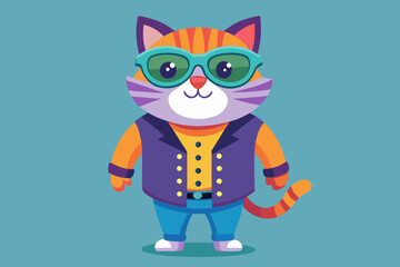 Stylish cat vector art illustration