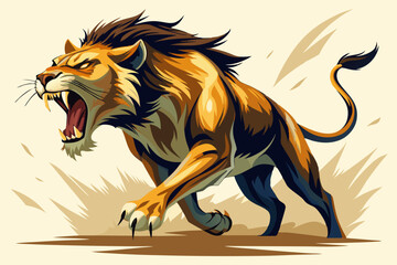 Roaring Lion vector art illustration