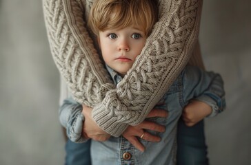 Child Comforted by Parent in Warm Embrace: Tender Moment of Love and Protection