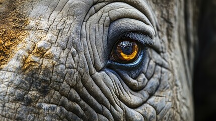 Fototapeta premium A stunning closeup of a rhinoceros eye, revealing intricate textures and unique details of this magnificent creature.