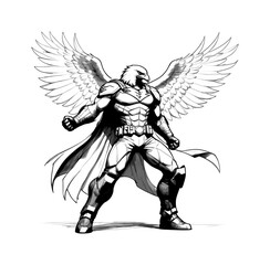 eagle superhero - sketch cartoon character (artwork 3)