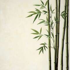 Fototapeta premium Bamboo plants against a soft, neutral background, perfect for tranquil decor.