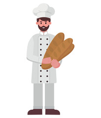 baker with chef hat and bread in hand