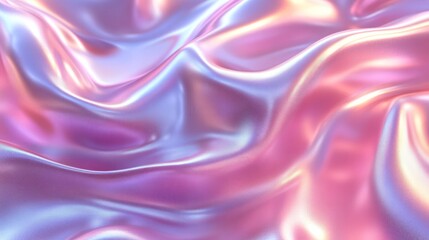 Fototapeta premium Fluid smooth abstract metallic holographic colored shape background. Generative AI