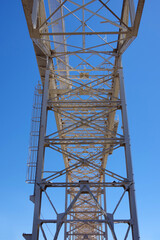 Cranes and huge metal structures at an old defunct shipyard