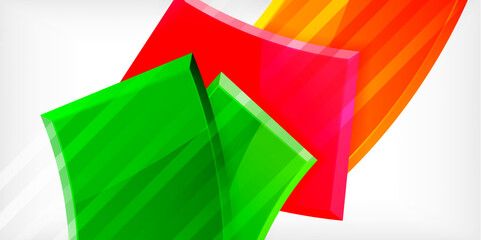 Round 3d shapes, plates background. Creative composition design template