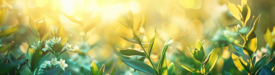 Sun shining through plant leaves