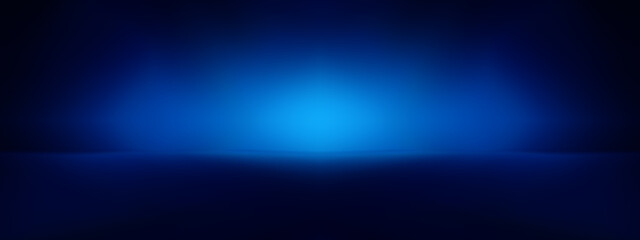 Abstract wall studio room blue background for displaying your products. Dark empty scene, blue neon searchlight light.