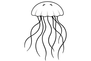 Jellyfish | vector silhouette illustration on white background