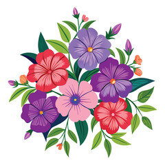 Obraz premium Floral Bunch with Petunia Vector Illustration on White Background