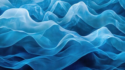 Fototapeta premium Abstract blue waves create a serene and fluid visual effect, evoking calmness and depth.