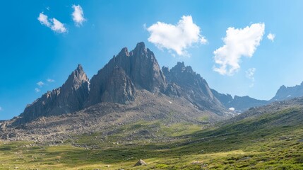 Majestic Mountain Range: Epic Landscape with Jagged Peaks and Deep Valleys
