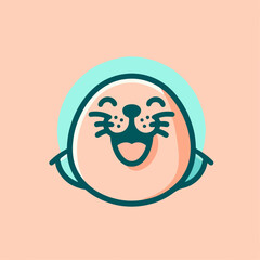 Cartoon Laughing funny seal on white background