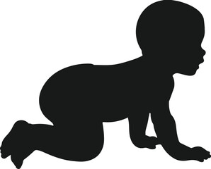 baby crawling to walking silhouette design vector art illustration.