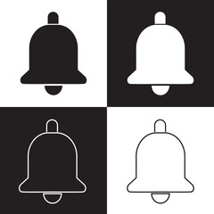 Bell notification icons set isolated on white and black background flat vector illustration. EPS 10