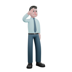 3D Male Financial Analyst. A male financial analyst stands in a salute pose. Professional Economic Character