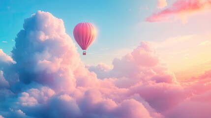 Fototapeta premium Hot Air Balloon Floating Among Colorful Clouds