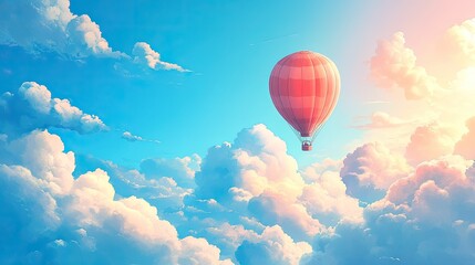 Obraz premium Colorful Hot Air Balloon Floating Among Clouds