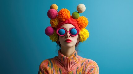 Vibrant Portrait with Colorful Accessories and Sunglasses