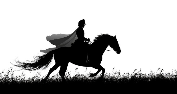 horse and rider, guardsman on horse isolated on white 