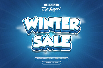 Winter sale editable text effect with cloud background