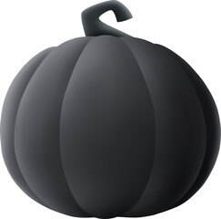 Jack O Lantern. 3D illustration of Halloween black dark pumpkin with glowing funny face expression. Isolated.