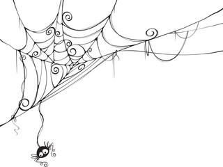 Isolated spooky spider web in a fun way