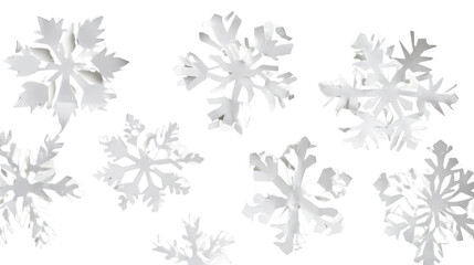 Snowflakes cut from paper on white background