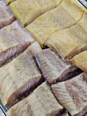 Butterfish on the counter. Street trade
