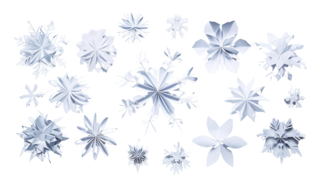 Snowflakes cut from paper on white background - Powered by Adobe