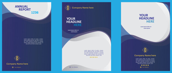 Set of Template design with cover page for company profile, annual report, flyers, presentation, brochures, leaflet, magazine, book, A4 vector with blue color background