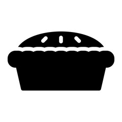 Pie Icon in Black Filll. Glyph Style. Isolated on White Background
